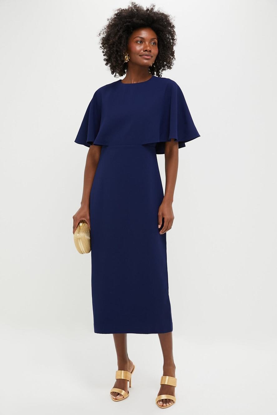 POMANDER PLACE Navy Cape Leah Dress Size 2 NWT Retail $168 Tuckernuck